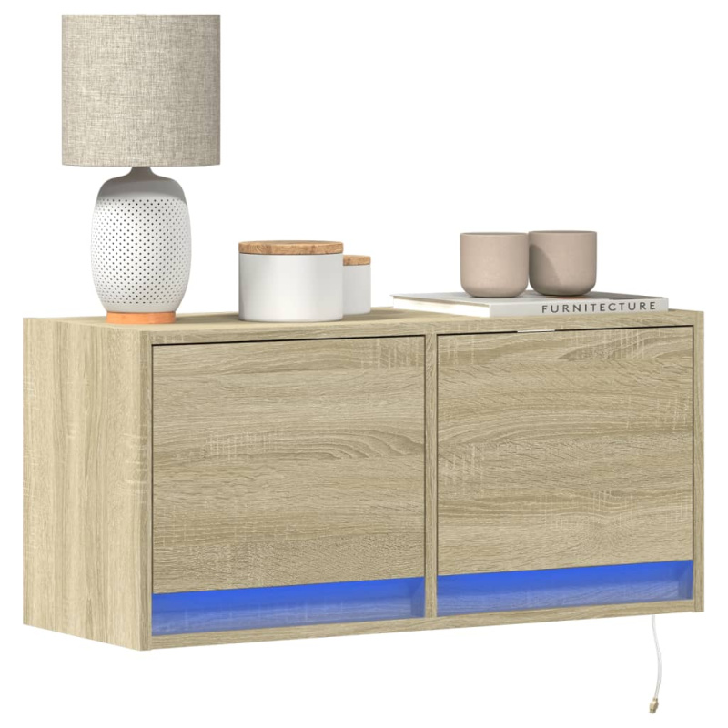 Nástěnná Tv Skříňka S Led Osvětlením 80 X 31 X 35 Cm - Bílá / 100 cm