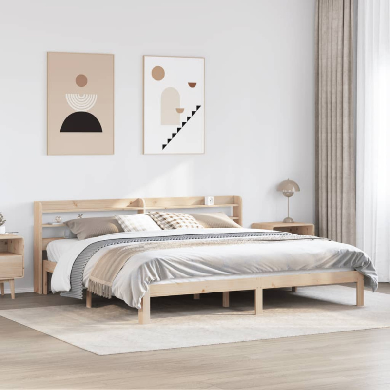 Rám Postele S Čelem Masivní Borové Dřevo - Bílá / 135 x 190 cm