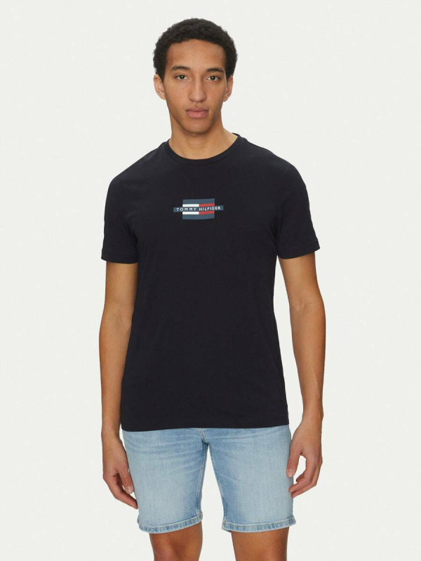 Tommy Hilfiger pánské tmavě modré tričko Flag