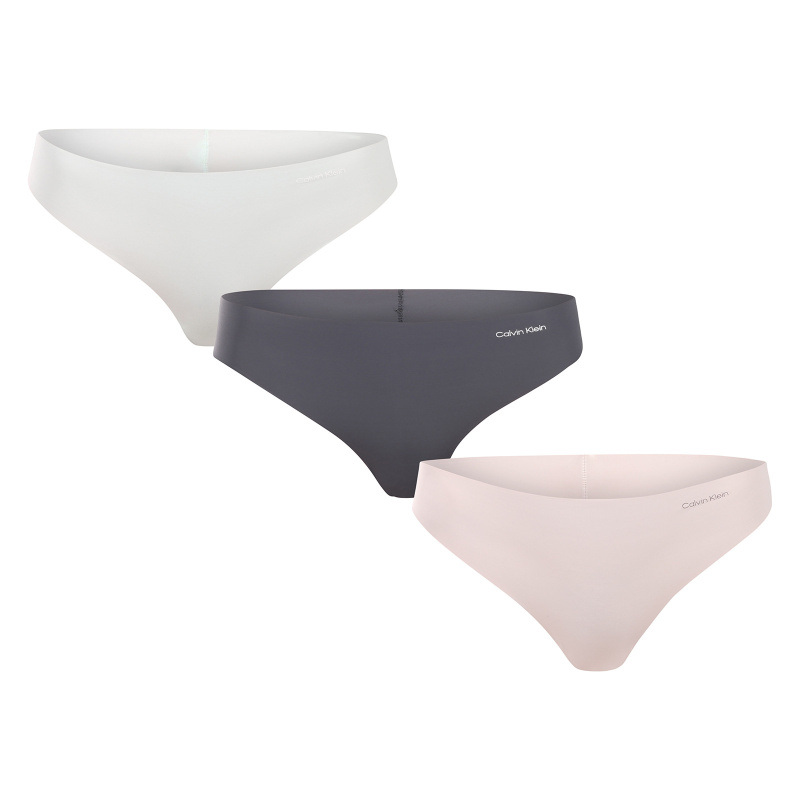 3PACK dámská tanga Calvin Klein bezešvá vícebarevná (QD3558E-WAK) M