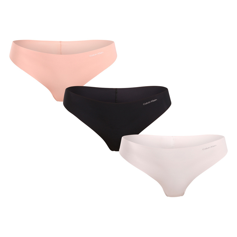 3PACK dámská tanga Calvin Klein bezešvá vícebarevná (QD3558E-WAM) M