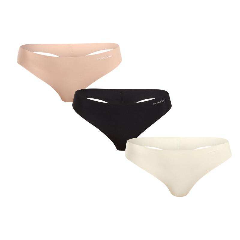 3PACK dámská tanga Calvin Klein bezešvá vícebarevná (QD3558E-WAO) L