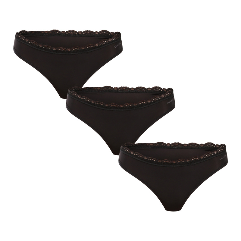 3PACK dámská tanga Calvin Klein černá (QD5300-UB1) M