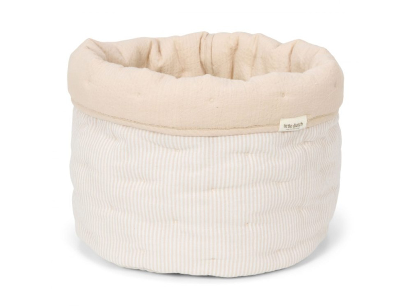 Little Dutch Košík textilní oboustranný velký Pure Soft Beige Stripe