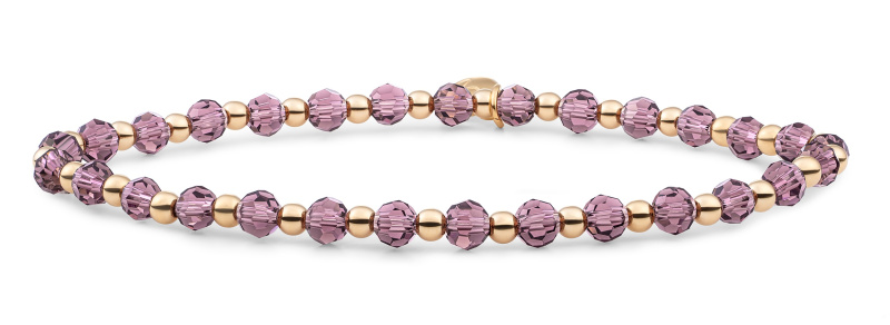 Sparkling Jewels Korálkový náramek s fialovým růženínem SBG-GEM59-3MM-MIX