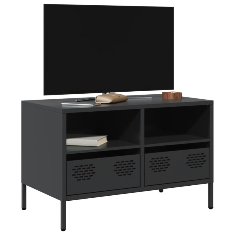 Tv Skříňka Černá 68 X 39 X 43,5 Cm Ocel Válcovaná Za Studena - Olivově zelená / 202 cm