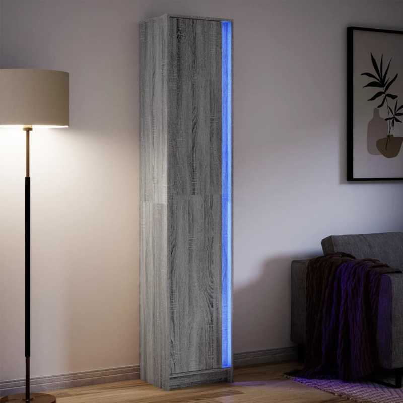 Skříň Highboard S Led Šedá Sonoma 41,5 X 32,5 X 200 Cm Kompozit - Kouřový dub / 41.5 cm