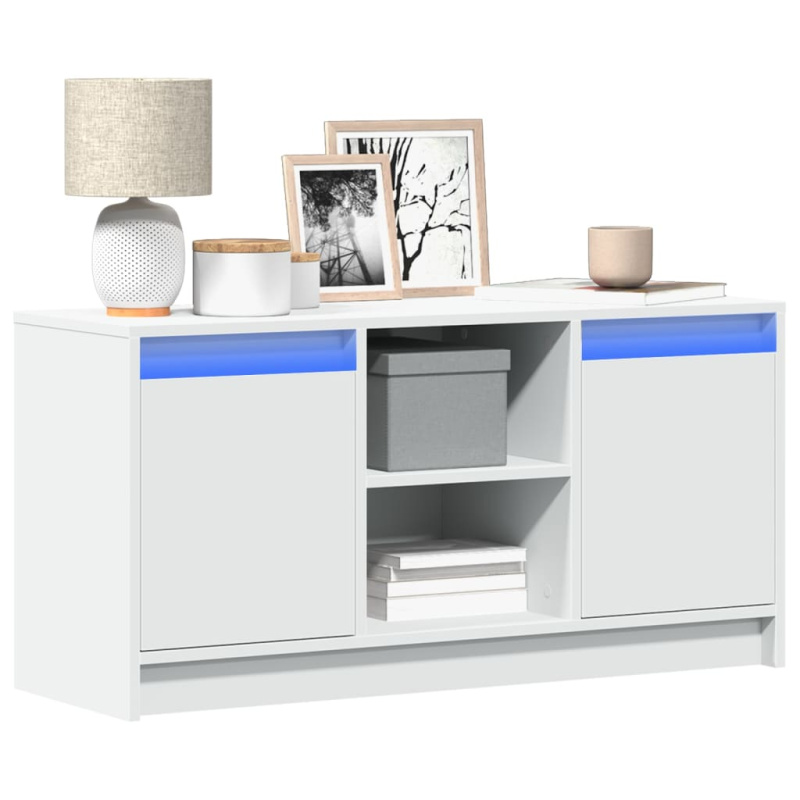 Tv Skříňka S Led 100 X 34 X 50 Cm Kompozitní Dřevo - Bílá / 180 cm