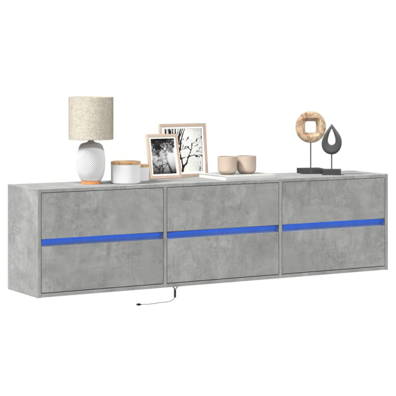 Nástěnná Tv Skříňka S Led Betonově Šedá 180 X 31 X 45 Cm - Betonová šedá / 1 / 180 cm