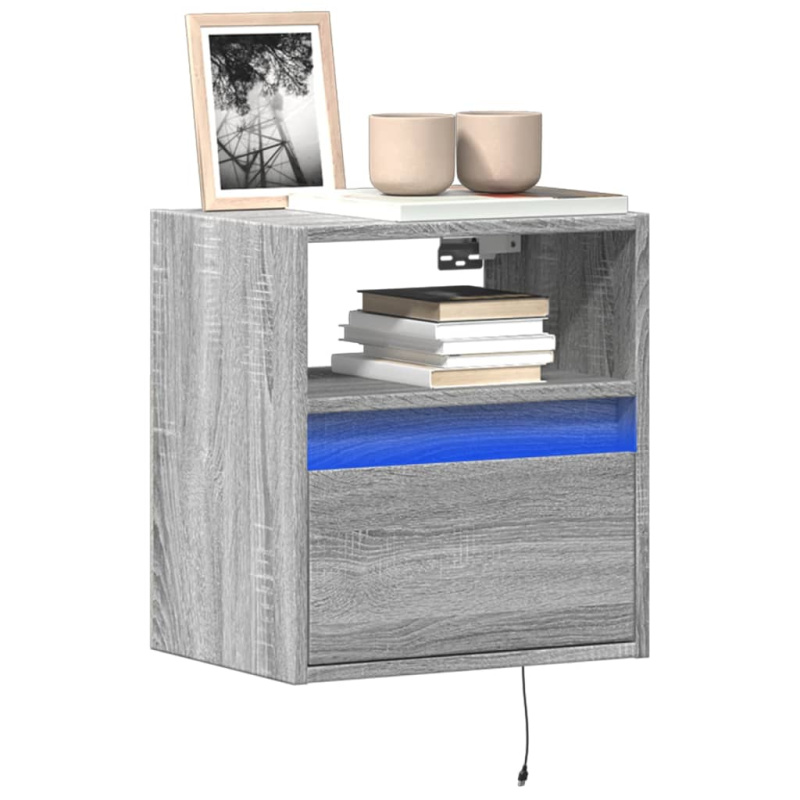 Nástěnná Tv Skříňka S Led Osvětlením Šedá Sonoma 41X31X45 Cm - Hnědý dub / 1 / 180 cm