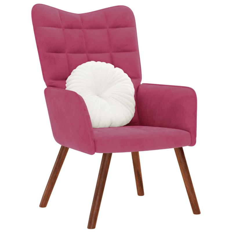 Relaxační Křeslo Vínové Samet - Krémová / without stool