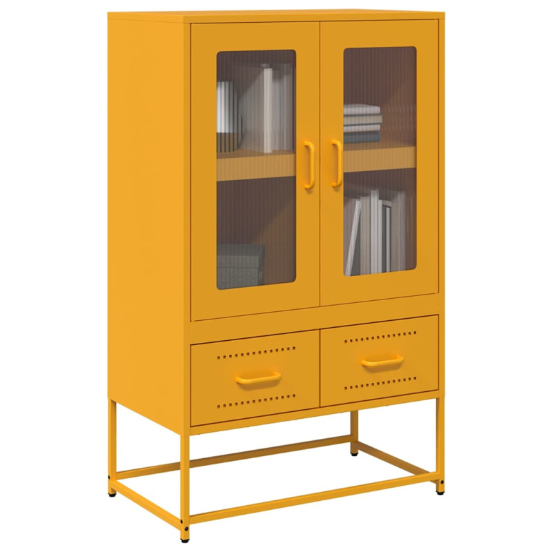 Skříň Highboard Hořčicově Žlutá 68X39X111,5 Cm Ocel - horčicově žlutá