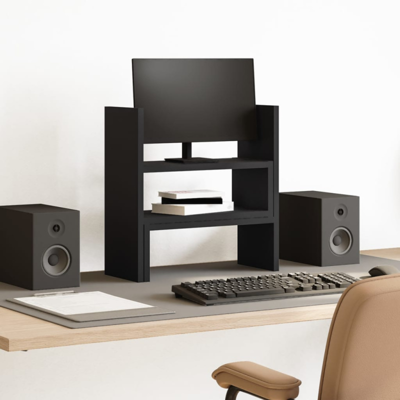 Stolní Organizér Nastavitelný Černý 40 X 17 X 41 Cm Kompozit - Hnědý dub