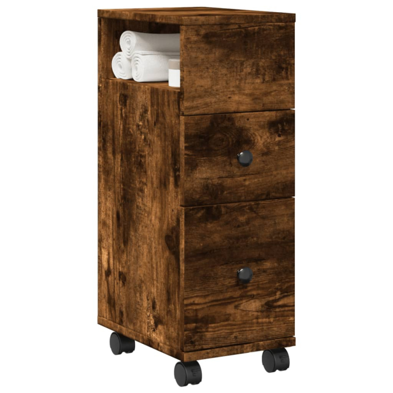 Úzká Koupelnová Skříňka Na Kolečkách Kompozit - artisian oak