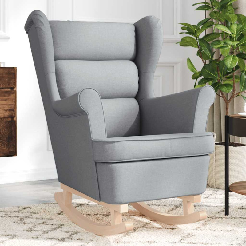 Houpací křeslo světle šedé 74 x 90 x 102 cm textil - Taupe / Bez podnožky / 1