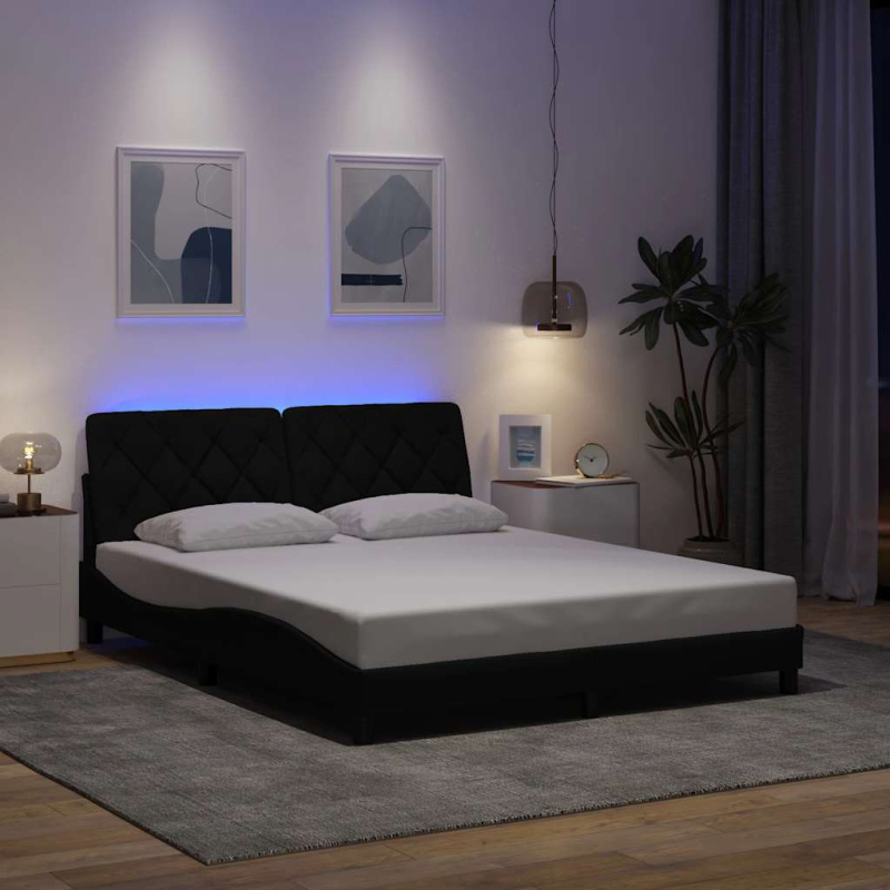 Rám postele s LED bez matrace Taupe 140x190 cm Látka