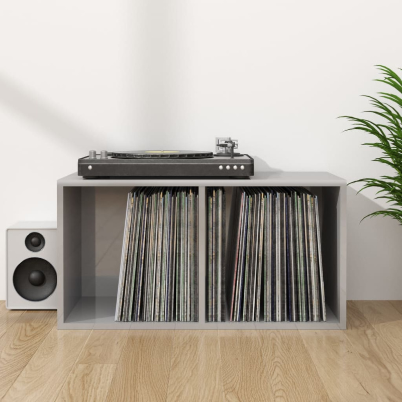 Úložný Box Na Lp Desky Lesklý Šedý 71X34X36 Cm Kompozitní Dřevo - Staré dřevo