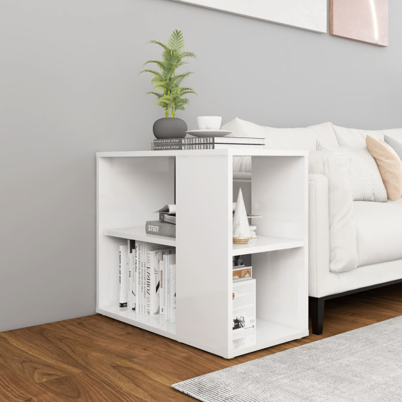 Odkládací Skříňka Bílá Vysoký Lesk 60X30X50 Cm Kompozitní Dřevo - Staré dřevo