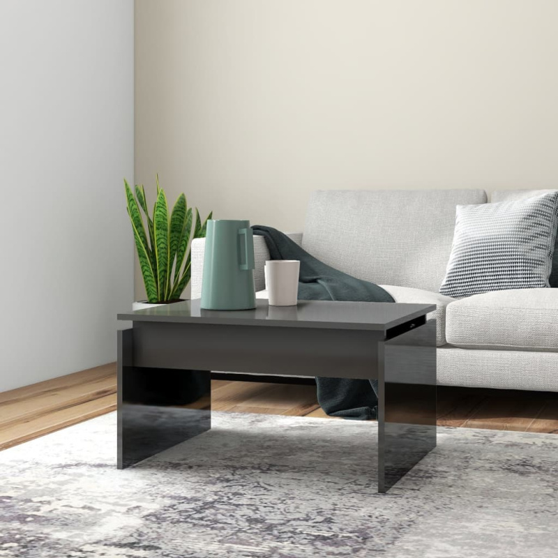 Konferenční Stolek Šedý Vysoký Lesk 68 X 50 X 38 Cm Dřevotříska - Staré dřevo