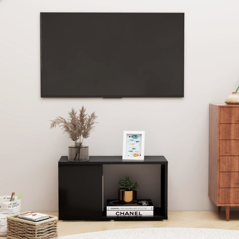 Tv Skříňka Černá 60 X 24 X 32 Cm Dřevotříska - Staré dřevo