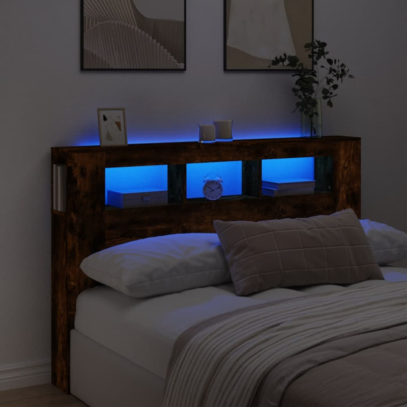 Čelo Postele S Led 160 X 18,5 X 103,5 Cm Kompozit - Staré dřevo / 160 x 103.5 cm