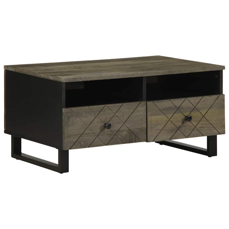 Konferenční Stolek Černý 80X54X40 Cm Masivní Mangovníkové Dřevo