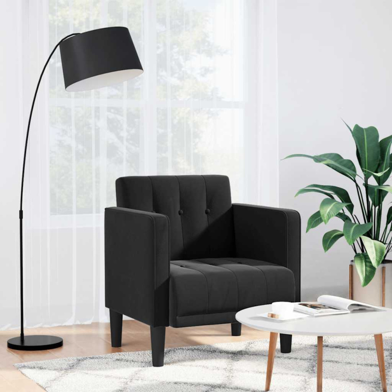 Rozkládací Křeslo S Područkami, Černé, 53 Cm, Samet - Žlutá