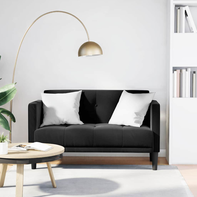 Loveseat Sofa Černá 111 Cm Samet - Světle šedá