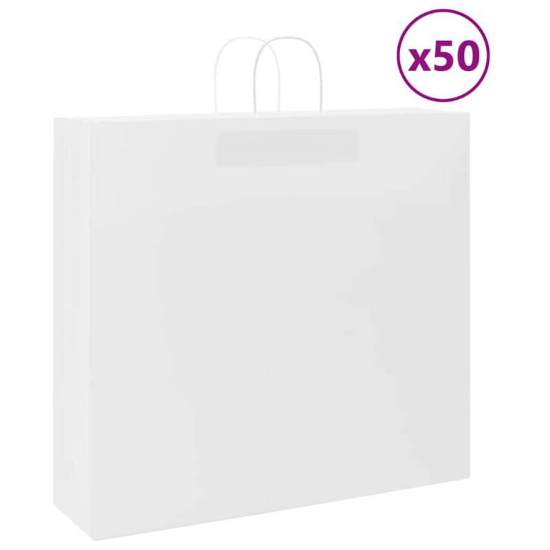 Papírové Tašky 50 Ks S Uchy Bílé Bílá - 50 / 32 x 17 x 25 cm