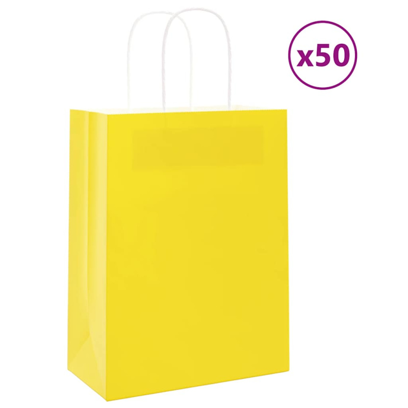Papírové Tašky 50 Ks S Uchy 21X11X28 Cm Žlutá - 250 / 54 x 15 x 49 cm