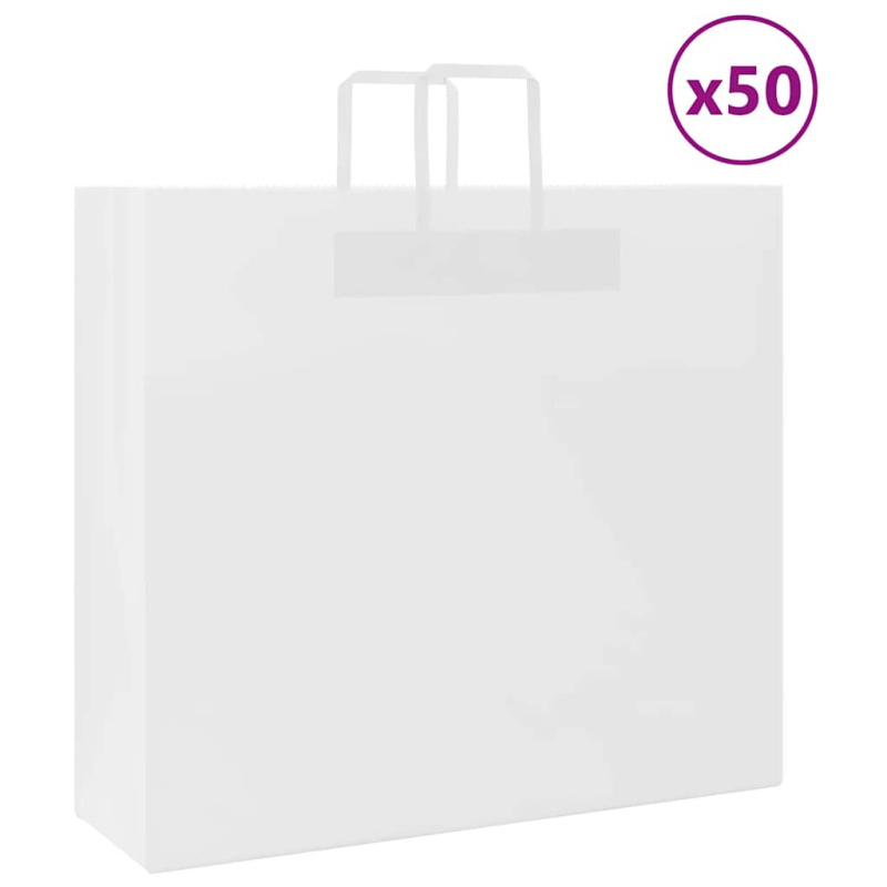 Papírové Tašky 50 Ks S Uchy Bílé Bílá - 50 / 32 x 17 x 25 cm
