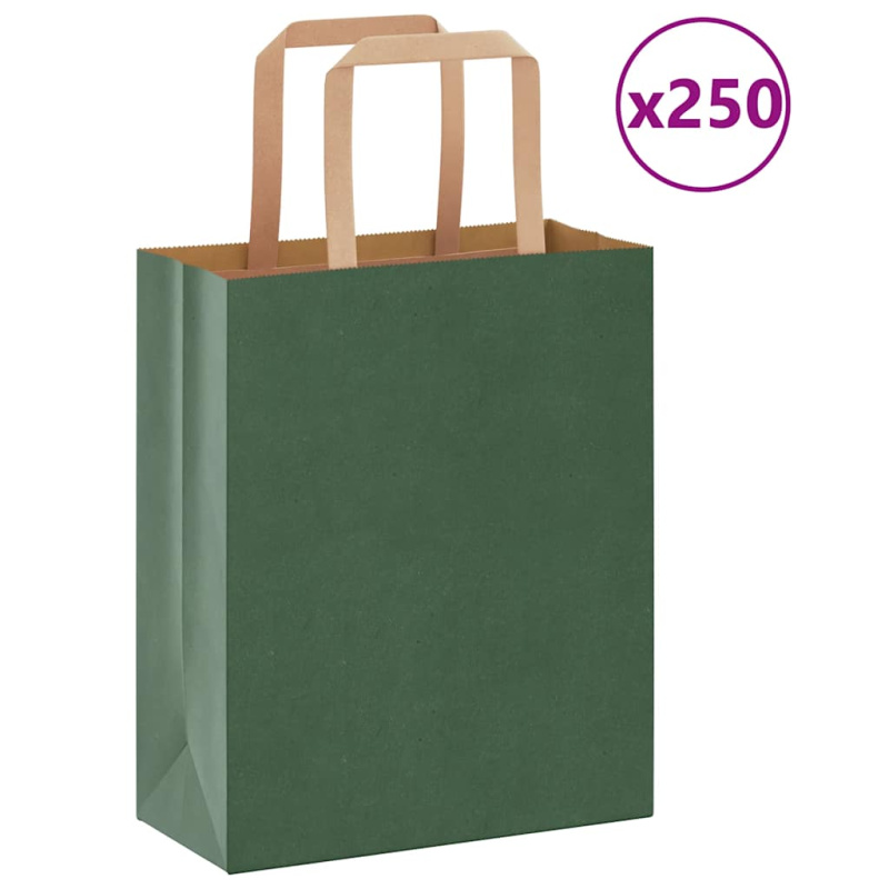 Papírové Sáčky 250 Ks S Uchy Zelené Zelená - 50 / 54 x 15 x 49 cm