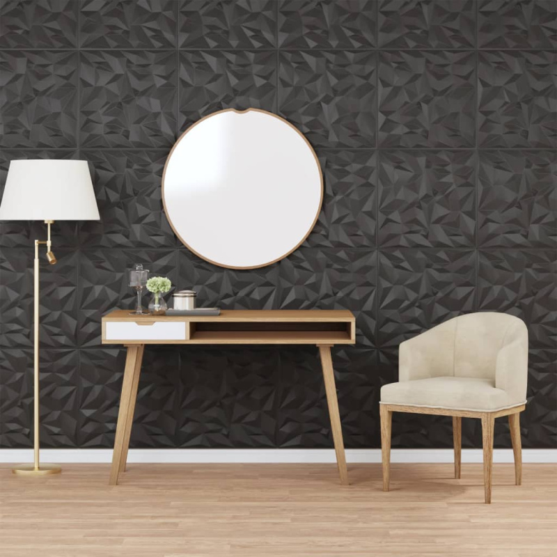 Nástěnné Panely 48 Ks Černé 50 X 50 Cm Xps 12 M² Ametyst - Ametyst betonová / 48