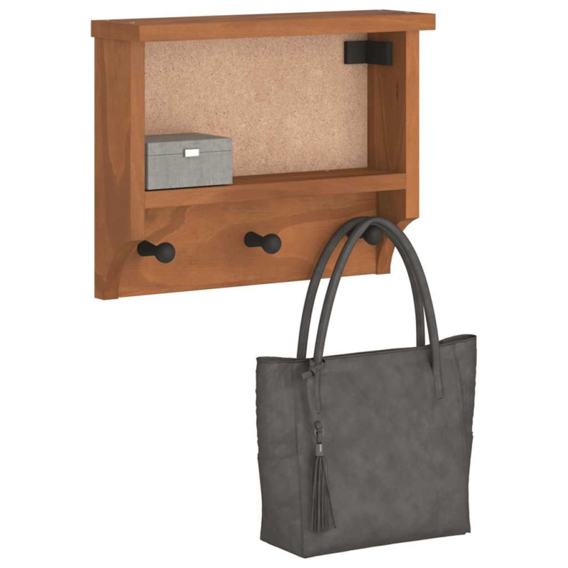 Nástěnný Věšák Na Kabáty Sandnes 45X12X35 Cm Borovicový Masiv - wallnut