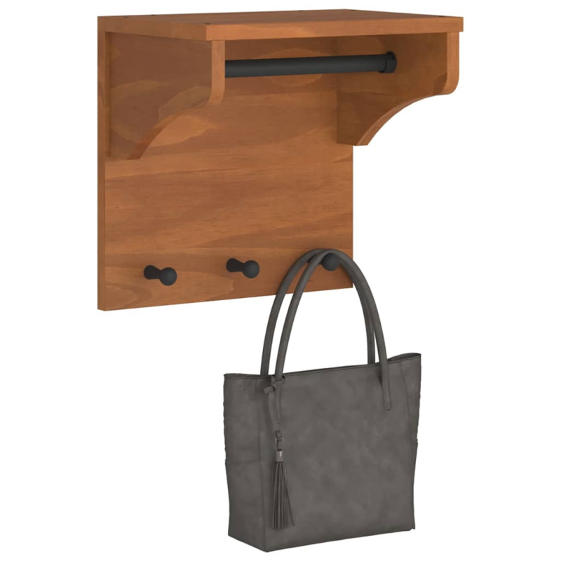 Nástěnný Věšák Na Kabáty Sandnes 43X30X42 Cm Borovicový Masiv - wallnut
