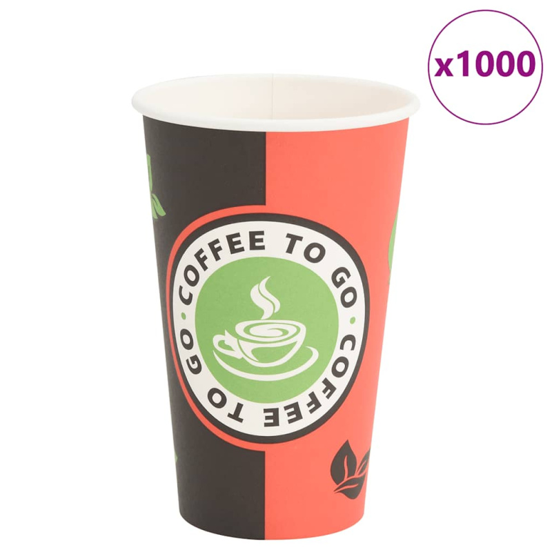 Papírové Kelímky Na Kávu 1000 Pcs 16Oz 400Ml Červeno-Černý - 400 ml