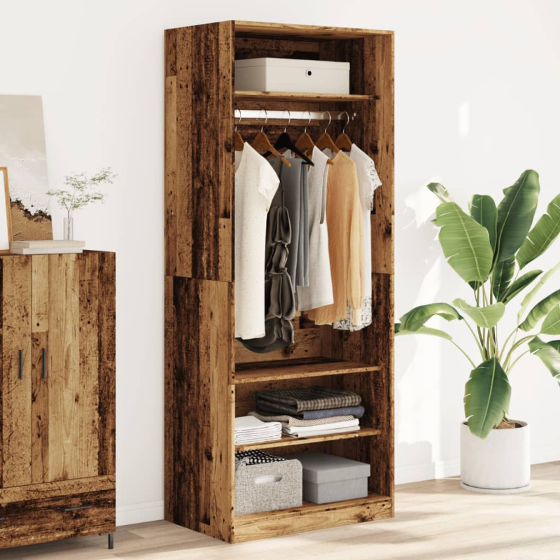 Šatní Skříň Old Wood Kompozitní Dřevo Staré Dřevo - 2 zásuvky / 100 x 50 x 200 cm