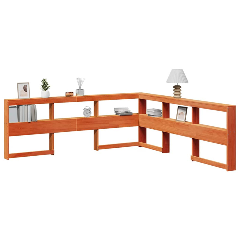 Regálová Knihovna Ve Tvaru L 180 Cm Masivní Borové Dřevo - Voskově hnědá / 168.5 x 218.5 x 80 cm
