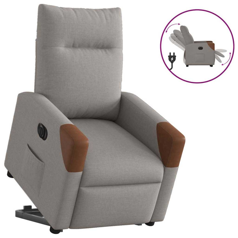 Elektrické zvedací polohovací křeslo taupe textil