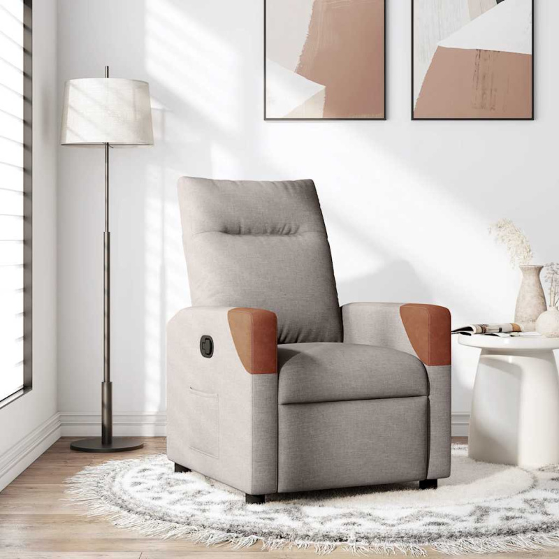 Polohovací křeslo textil taupe - Ruční zatlačení zpět / Ne
