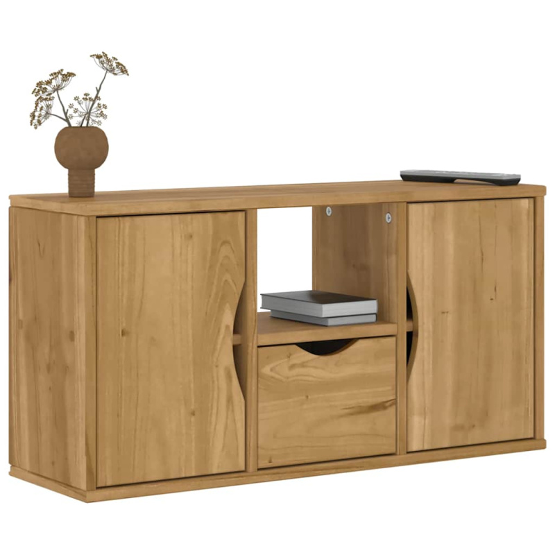 Tv Skříňka Se Zásuvkou Odda 79X24X40 Cm Borovicový Masiv - Hnědá / with drawer and doors