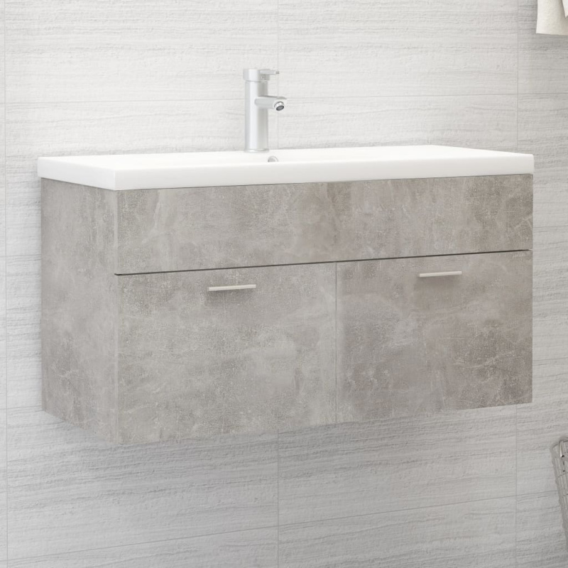Skříňka Se Zápustným Umyvadlem Betonově Šedá Kompozitní Dřevo Betonová Šedá - bez vodovodní baterie / 90 x 38.5 x 46 cm
