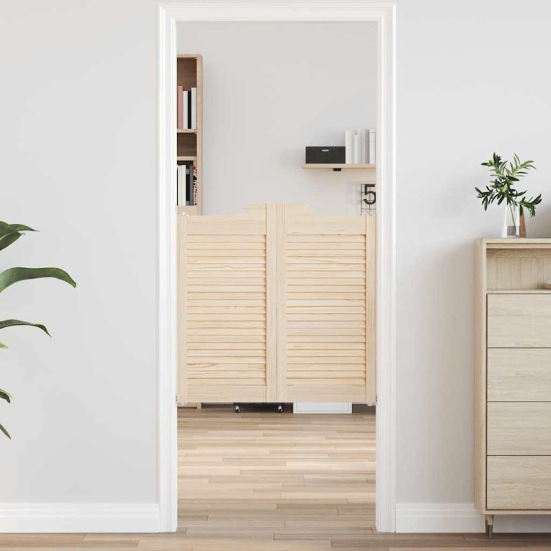 Křídlové Dveře Louvred Design 1 Pár Borovicový Masiv - Přírodní / 2 / 100 x 80 cm