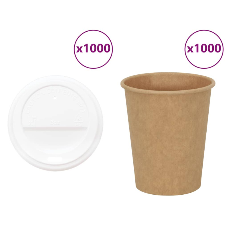 Papírové kelímky na kávu s víčky 1000 pcs 4oz 100ml