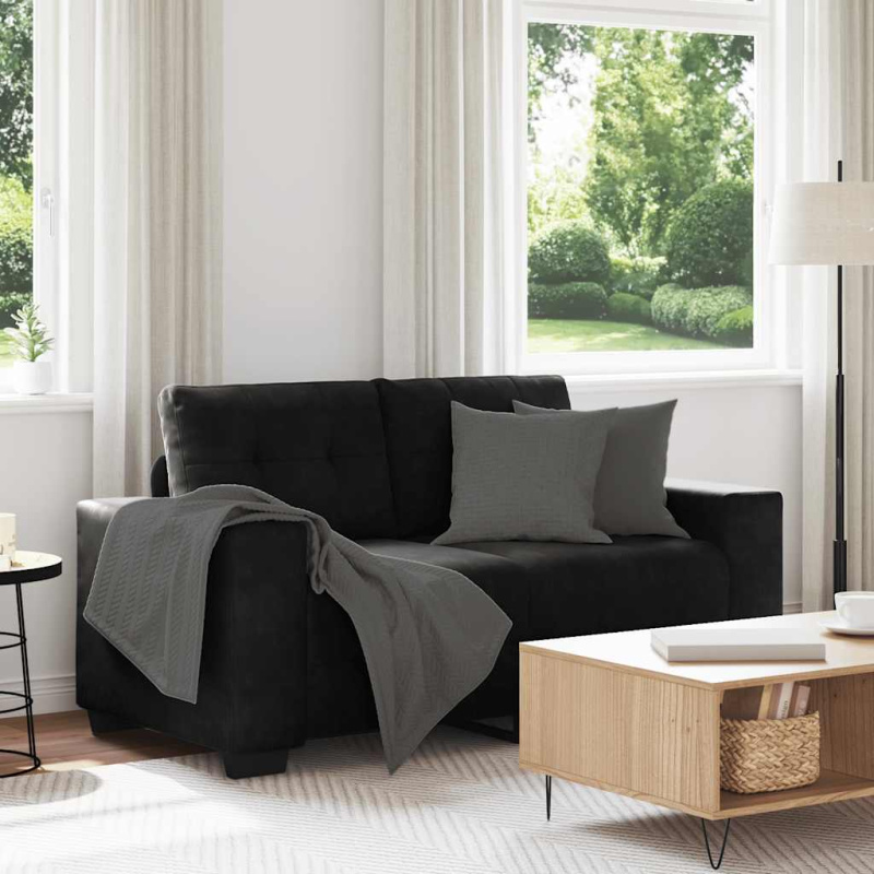 Loveseat Sofa Černý 120 Cm Samet