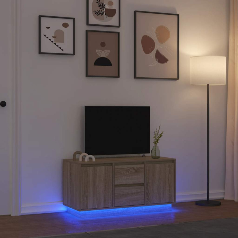 Tv Skříňka S Led Osvětlením 100X41X50 Cm - Hnědý dub / 100 cm