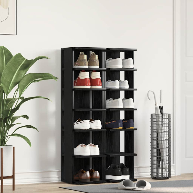 Botníky 2 Ks Černý Dub 25X27X102 Cm Kompozitní Dřevo