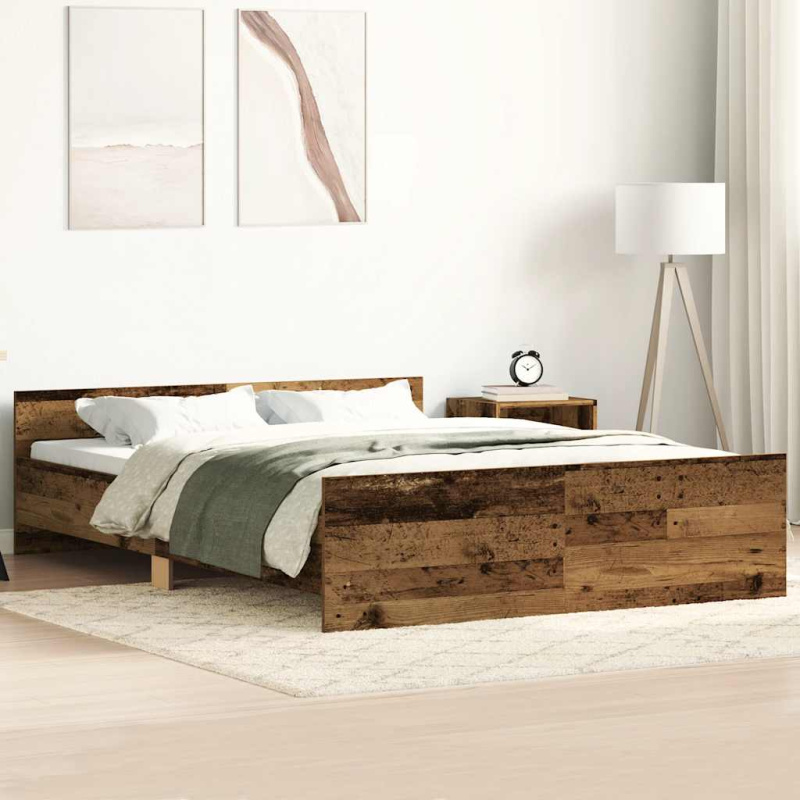 Rám Postele Bez Matrace 140X190Cm Technické Dřevo Staré Dřevo - 150 x 200 cm