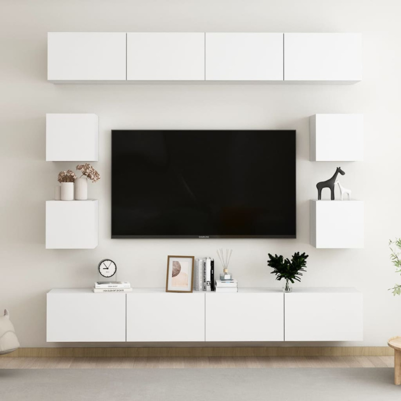 8Dílný Set Tv Skříněk Bílý Dřevotříska - dub artisan / 160 cm
