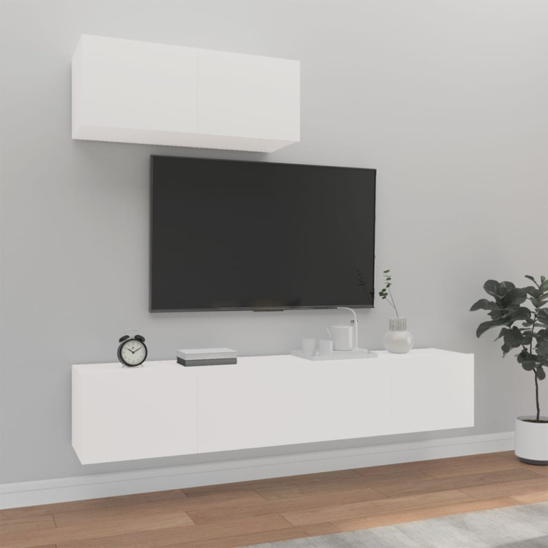 3Dílný Set Tv Skříněk Bílý Kompozitní Dřevo - dub artisan / 80 cm